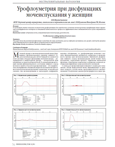 Урофлоуметрия при дисфункциях мочеиспускания у женщин