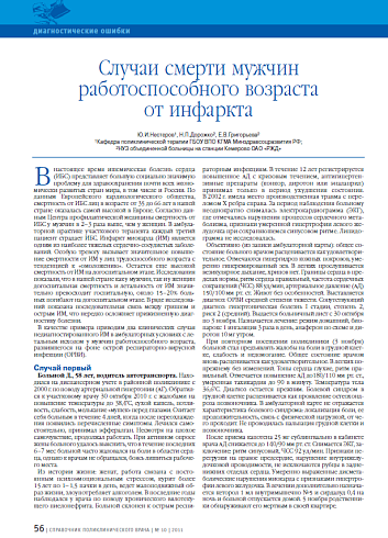 Случаи смерти мужчин работоспособного возраста от инфаркта