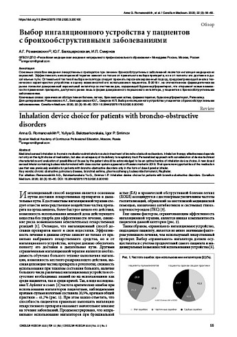 Выбор ингаляционного устройства у пациентов  с бронхообструктивными заболеваниями