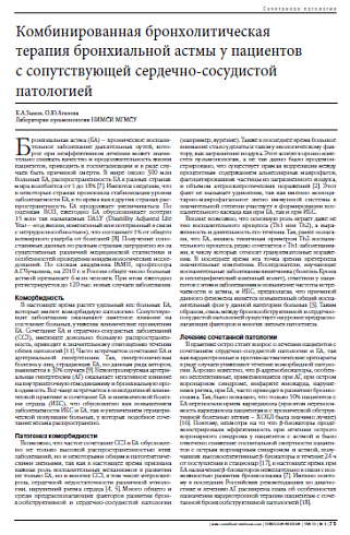Комбинированная бронхолитическая  терапия бронхиальной астмы у пациентов  с сопутствующей сердечно-сосудистой  патологией