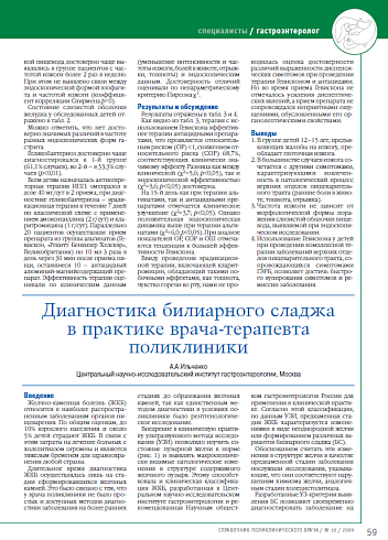 Диагностика билиарного сладжа в практике врача-терапевта поликлиники