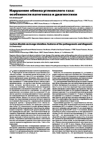 Нарушение обмена углекислого газа:  особенности патогенеза и диагностики