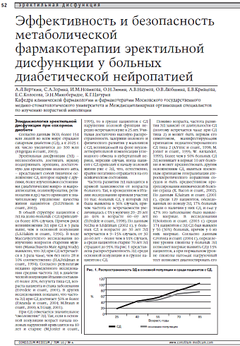 Эффективность и безопасность метаболической   фармакотерапии эректильной дисфункции  у больных диабетической нейропатией 