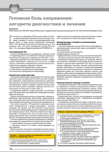 Головная боль напряжения: алгоритм диагностики и лечения