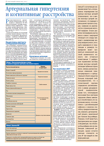 Артериальная гипертензия  и когнитивные расстройства