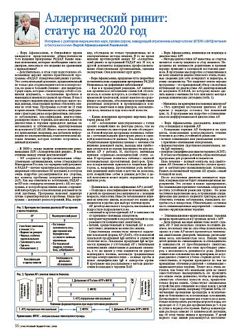 Аллергический ринит:  статус на 2020 год