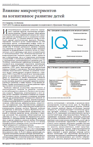 Влияние микронутриентов  на когнитивное развитие детей
