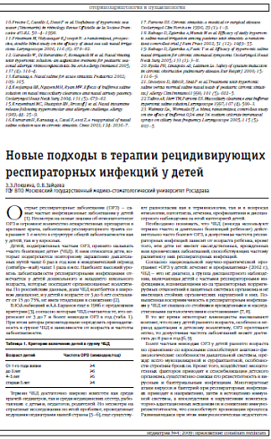 Новые подходы в терапии рецидивирующих респираторных инфекций у детей