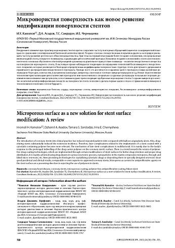 Микропористая поверхность как новое решение модификации поверхности стентов