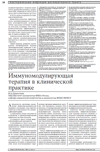 Иммуномодулирующая терапия в клинической практике