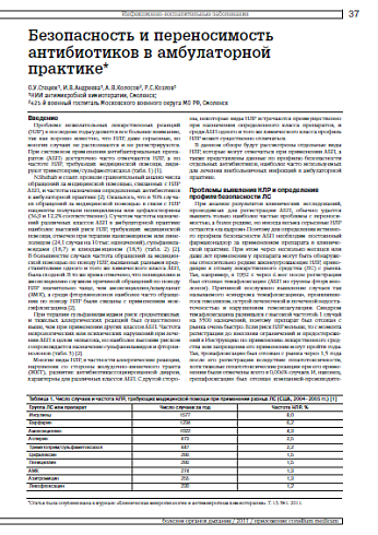 Безопасность и переносимость антибиотиков в амбулаторной практике