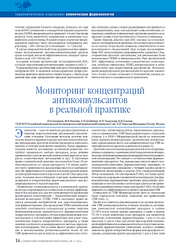 Мониторинг концентраций антиконвульсантов в реальной практике