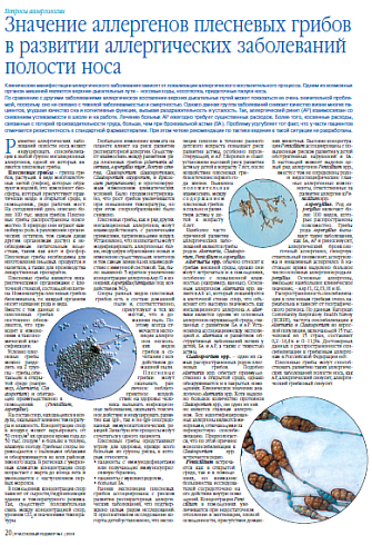 Значение аллергенов плесневых грибов в развитии аллергических заболеваний полости носа
