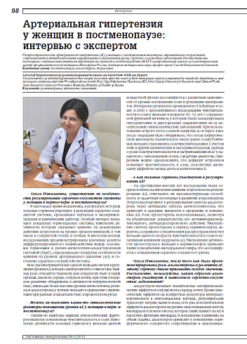 Артериальная гипертензия у женщин в постменопаузе: интервью с экспертом