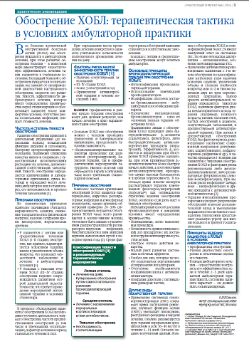 Обострение ХОБЛ: терапевтическая тактика  в условиях амбулаторной практики