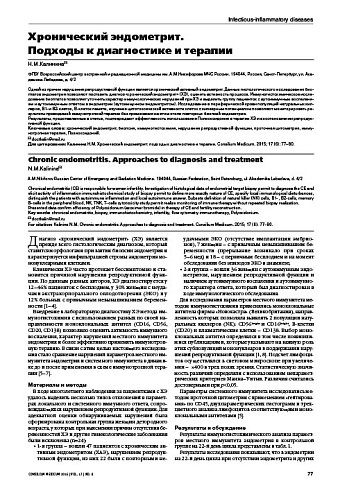 Хронический эндометрит.  Подходы к диагностике и терапии