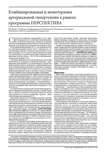 Комбинированная и монотерапия артериальной гипертензии в рамках программы ПЕРСПЕКТИВА