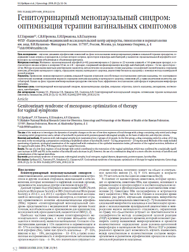 Генитоуринарный менопаузальный синдром: оптимизация терапии вагинальных симптомов