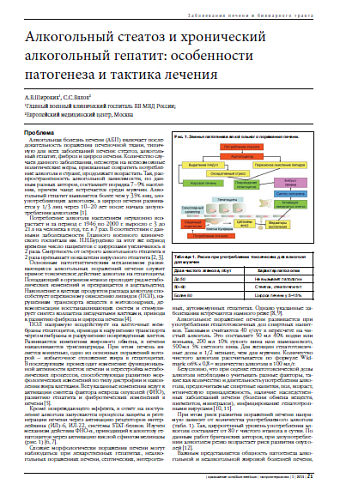 Алкогольный стеатоз и хронический алкогольный гепатит: особенности патогенеза и тактика лечения