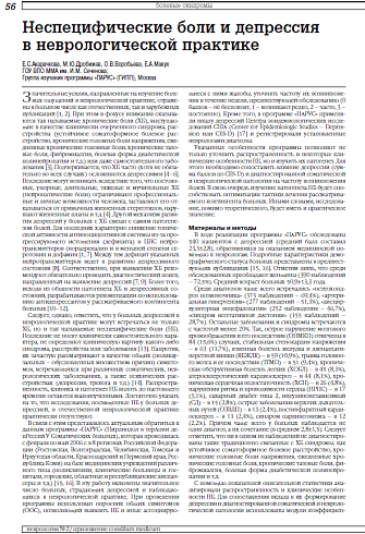 Неспецифические боли и депрессия в неврологической практике
