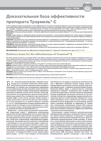 Доказательная база эффективности препарата Траумель® С