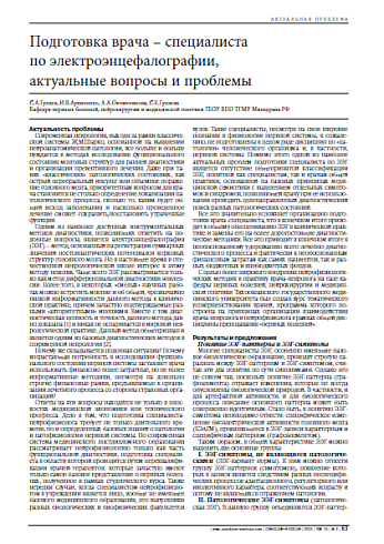 Подготовка врача – специалиста  по электроэнцефалографии,  актуальные вопросы и проблемы