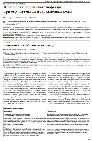 Профилактика раневых инфекций  при ограниченных повреждениях кожи