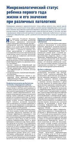 Микроэкологический статус ребенка первого года  жизни и его значение при различных патологиях