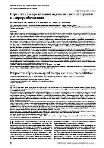 Перспективы применения медикаментозной терапии  в нейрореабилитации