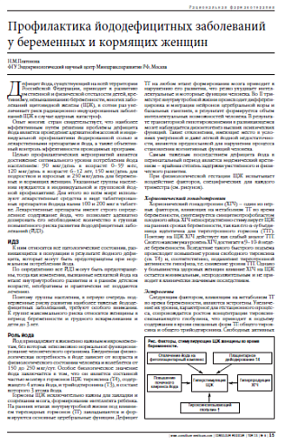 Профилактика йододефицитных заболеваний у беременных и кормящих женщин