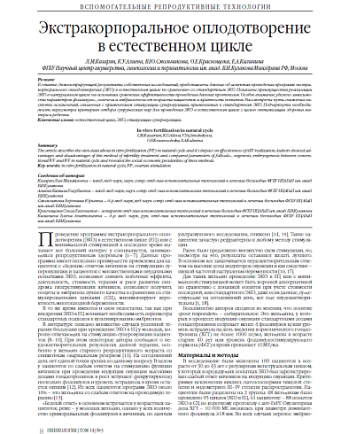 Экстракорпоральное оплодотворение в естественном цикле