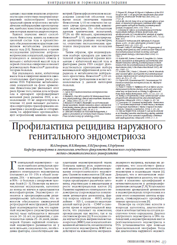 Профилактика рецидива наружного генитального эндометриоза