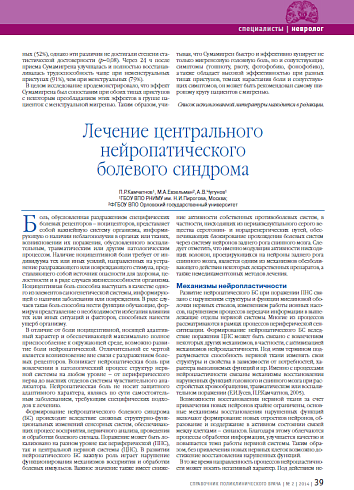 Лечение центрального нейропатического болевого синдрома
