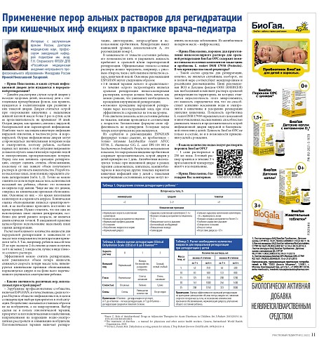 Применение пероральных растворов для регидратации  при кишечных инфекциях в практике врача-педиатра