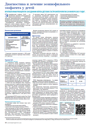 Диагностика и лечение эозинофильного эзофагита у детей