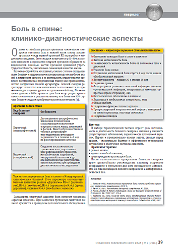 Боль в спине: клинико-диагностические аспекты