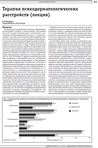 Терапия психодерматологических  расстройств (лекция)