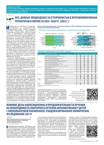 Влияние дозы амоксициллина и продолжительности лечения на необходимость повторного лечения антибиотиками у детей с внебольничной пневмонией. Рандомизированное клиническое исследование cap-it