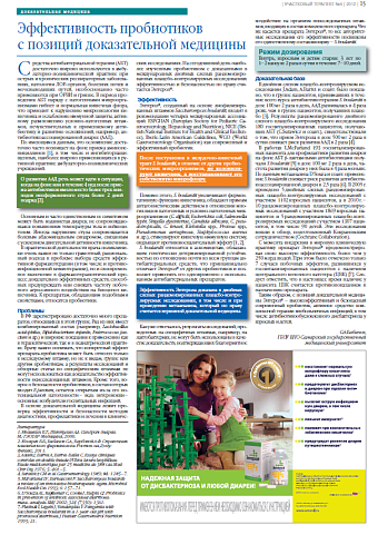   Эффективность пробиотиков  с позиций доказательной медицины