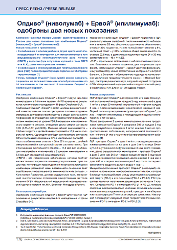 Опдиво® (ниволумаб) + Ервой® (ипилимумаб): одобрены два новых показания