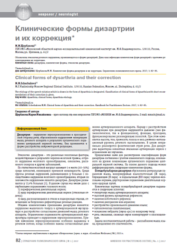 Клинические формы дизартрии и их коррекция