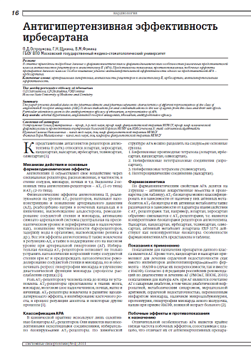Антигипертензивная эффективность ирбесартана