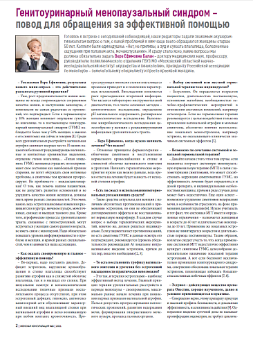 Генитоуринарный менопаузальный синдром – повод для обращения за эффективной помощью