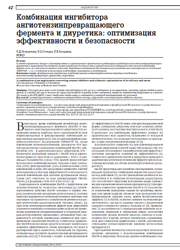Комбинация ингибитора ангиотензинпревращающего фермента и диуретика: оптимизация эффективности и безопасности
