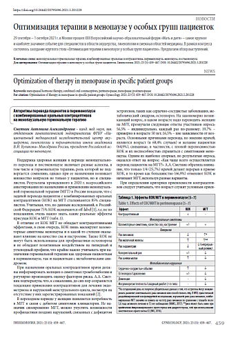 Оптимизация терапии в менопаузе у особых групп пациенток
