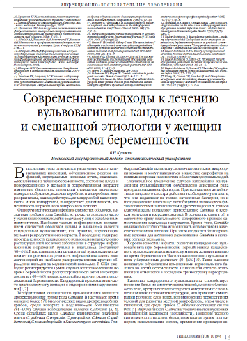 Современные подходы к лечению вульвовагинита кандидозной  и смешанной этиологии у женщин во время беременности