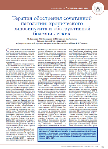Терапия обострения сочетанной патологии: хронического риносинусита и обструктивной болезни легких