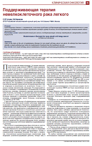 Поддерживающая терапия немелкоклеточного рака легкого