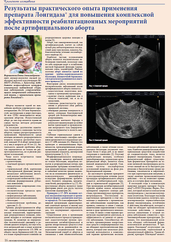 Результаты практического опыта применения препарата Лонгидаза® для повышения комплексной эффективности реабилитационных мероприятий  после артифициального аборта