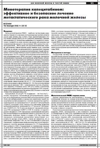 Монотерапия капецитабином:  эффективное и безопасное лечение  метастатического рака молочной железы